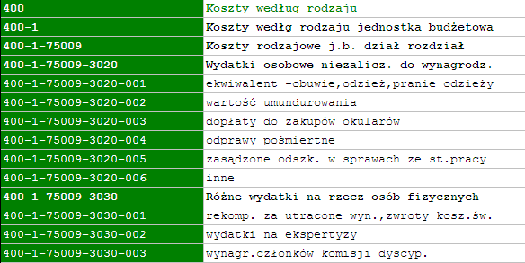 Możemy również wybrać drukowanie kont niebudżetowych.