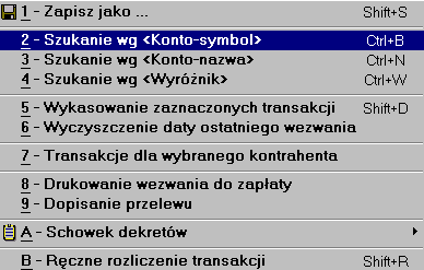 9.3 Transakcje nierozliczone Jest to przegląd wszystkich transakcji nierozliczonych. W analizie rozrachunków z kontrahentami do pojedynczych zapisów dochodziliśmy przez przegląd kontrahentów.