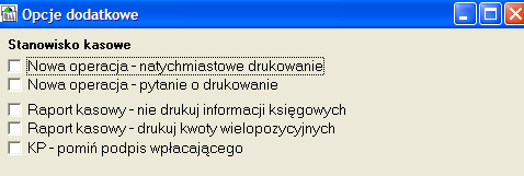 W ustawieniach dotyczących stanowiska kasowego zadecydujemy czy przy wprowadzaniu poszczególnych pozycji będziemy również wprowadzać informacje o kontach księgowych.