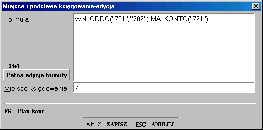 701****0000 i 721122) dadzą 100% i w ten sposób zostaną wyliczone procentowe wskaźniki przypadające na poszczególne miejsca księgowania.