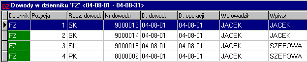 data zapisu dokumentu do dziennika.