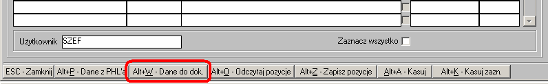 Instrukcja expedient_ms.doc 134/203 Rysunek 3.60. Okno bufora pośredniczącego w transmisji danych miedzy kolektorem a listą pozycji dokumentu magazynowego. Rysunek 3.61.