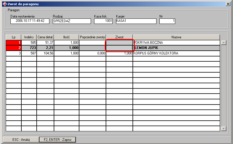 Instrukcja expedient_ms.doc 150/203 Rysunek 3.90. Okno z listą, gdzie naleŝy wybrać kasę/sejf, którego mają być wypłacone pieniądze za zwracany towar. Rysunek 3.91.