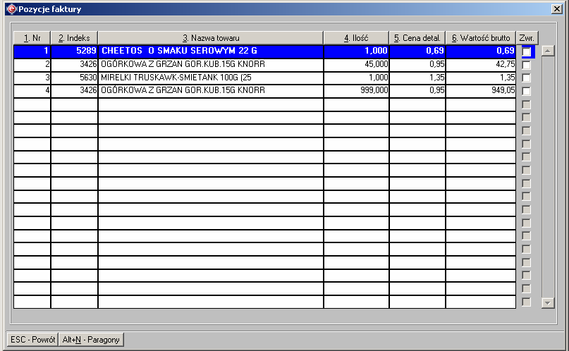 Instrukcja expedient_ms.doc 156/203 Rysunek 3.102 Formularz definiowania warunków do wyszukiwania paragonu. 4.