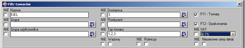 Instrukcja expedient_ms.doc 45/203 kontrahentów, z tą róŝnicą, Ŝe formularz filtru jest bardziej rozbudowany.