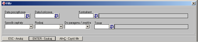 Instrukcja expedient_ms.doc 63/203 Przycisk Koniec powoduje zamknięcie okna z listą paragonów. Nowa faktura Przycisk ten słuŝy do utworzenia nowej faktury sprzedaŝy (nie do paragonu).