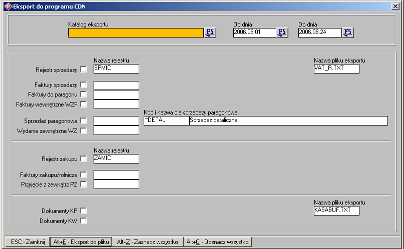 Instrukcja expedient_ms.doc 82/203 Rysunek 2.125. Formularz eksportu danych do pliku celem przeniesienia do programu FK (do formatu EDI++). Rysunek 2.126.