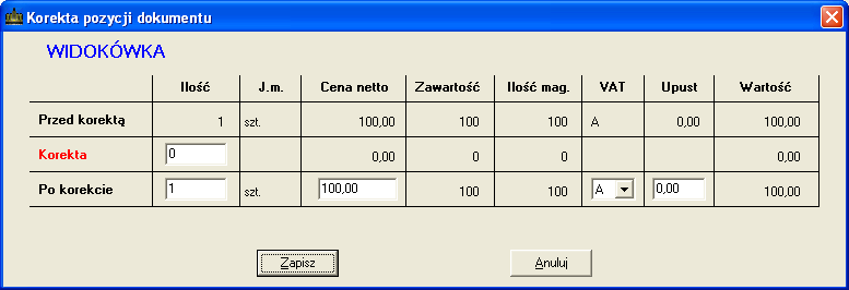 j Rys. 56. Zawartość korekty faktury VAT zakupu. Rys. 57. Okno korygowania pozycji faktury VAT zakupu.