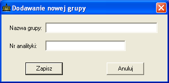 Rys. 63. Dodawanie nowej grupy. 6.11.2. Edycja grupy. Funkcja umożliwiająca zmianę nazwy grupy. 6.11.3. Usuwanie grupy. Funkcja usuwa bezpowrotnie daną grupę z listy. 6.12.