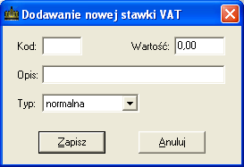 wykorzystywane później do obliczania podatku VAT, współpracy z drukarką fiskalną oraz do wydruku dokumentów sprzedaży.