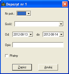 Rys. 36. Zakładanie nowego depozytu. Jeżeli wszystkie dane zostały poprawnie wprowadzone, należy kliknąć Zapisz.