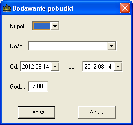 budzenia. W przypadku gdy data początkowa i końcowa są takie same, budzenie zostanie zaprogramowane tylko w jednym terminie.