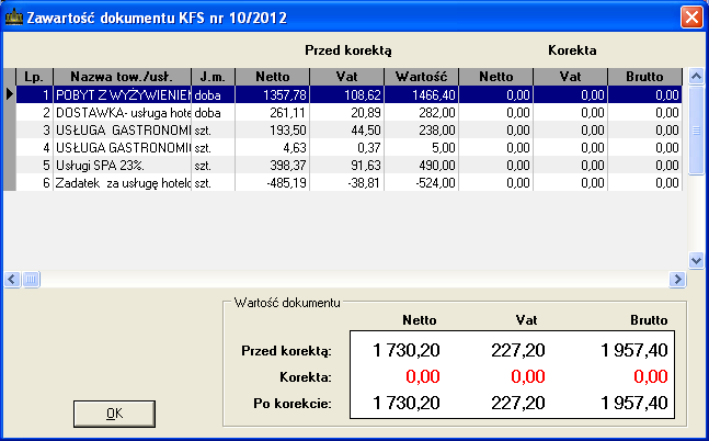 j Rys. 52. Wypisywanie nowej korekty faktury VAT sprzedaży. Rys. 53. Zawartość korekty faktury VAT sprzedaży.