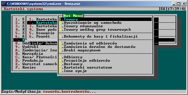 7. Inne opcje systemowe, porady praktyczne 7.1. HotMenu W systemie jest moŝliwy dostęp do kilku funkcji nie tylko poprzez pozycje menu ale takŝe poprzez naciśnięcie zdefiniowanej kombinacji klawiszy.