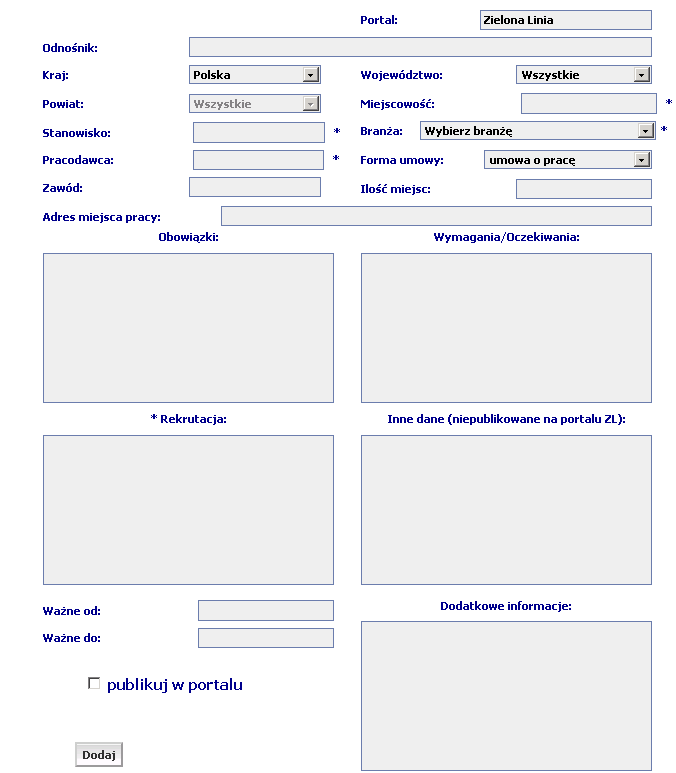 Zapisanie oferty nastąpi po naciśnięciu przyciku Dodaj. 9.2.