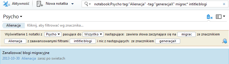 Artur Piszek, Krzysztof Stachura Evernote: zastosowanie notatnika internetowego do badań jakościowych Znacznik jest przypisywany do notatki poprzez wpisanie jego nazwy w pole Kliknij, by dodać