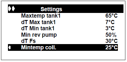 2.7 Maxtemp tank2 Funkcja dostępna tylko w systemach z dwoma zbiornikami (system 2 i 3). Określa temperaturę wody w dodatkowym zbiorniku. Zakres ustawieo: od 15 do 95 0 C, ustawienie fabryczne 65 0 C.
