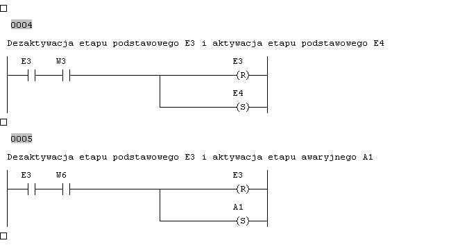odbywa się w ustalonej kolejności przejść (warunków przejść) czyli najpierw W15, następnie W16 i na końcu W17.