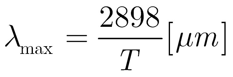 eoria termografii h k λ stała Plancka = 6,6 0-3 J s. stała Boltzmanna =, 0-3 J/K. temperatura bezwzględna (K) ciała czarnego. długość fali (μm).