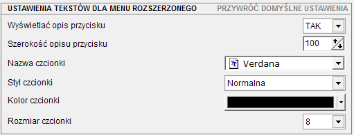 Pozycja tekstu na przycisku Ostatnią opcją w tym podmenu jest możliwość ustawienia pozycji wyświetlania tekstu na przycisku.