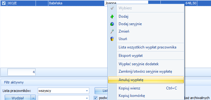 Jeśli korekta wypłaty dotyczy zmiany w rozliczeniu nieobecności, to należy również anulować Nieobecność(i), Gdy wystąpi krok poprzedni to należy wprowadzić nieobecność korygującą, Następnie należy