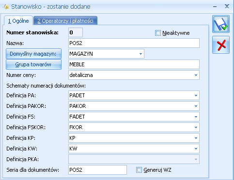 Generuj WZ jeżeli parametr jest zaznaczony to podczas wczytywania dokumentów wystawionych w Comarch ERP Optima Detal automatycznie generowane są do nich dokumenty WZ/ WKA oraz WZKOR.