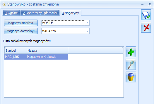 Magazyny: Rys. Stanowisko sprzedaży mobilnej.magazyny. Magazyn mobilny można wybrać magazyn tylko o statusie mobilny.