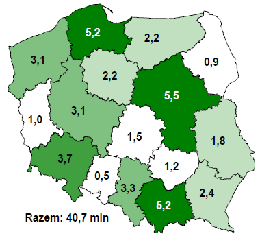 STRATEGIA ROZWOJU TURYSTYKI MIASTA LUBLIN DO ROKU 2025 CZ. I. ANALITYCZNA Ilustracja 2 Natężenie krajowego ruchu turystycznego w 2010 r. (mapka lewa) i 2012 r.