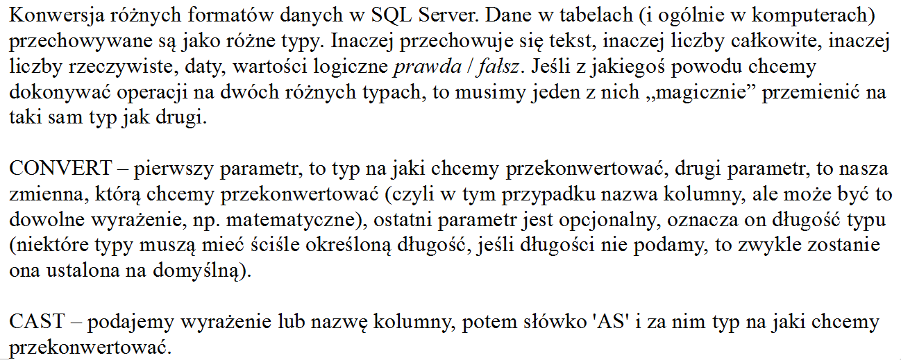 Zapytanie SELECT - lista kolumn.