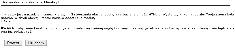 Kreator może być w każdym momencie wyłączony, ale powoduje to utratę danych które za jego pomocą