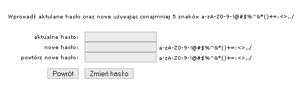 3.11. Zmiana hasła Opcja zmiany hasła dotyczy tylko i wyłącznie zmiany hasła do panele administracyjnego, nie ma żadnego wpływu na hasła skrzynek pocztowych, loginów FTP, loginów do baz czy też