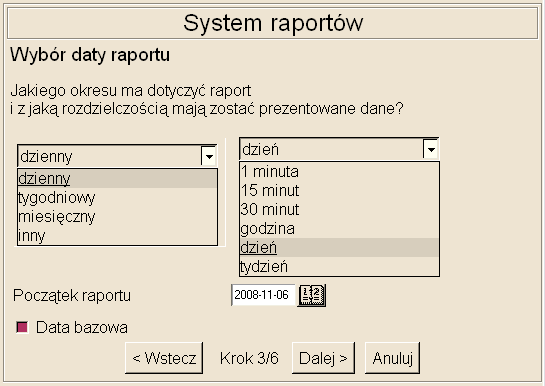 Przy wyborze typu raportu Inny podajemy datę początku i końca raportu.