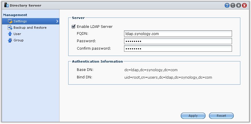 Dołączanie do domeny Windows Synology DiskStation Przewodnik użytkownika Aby dołączyć serwer DiskStation do domeny Windows ADS, kliknij kartę Domena, a następnie wprowadź nazwę domeny i serwer DNS