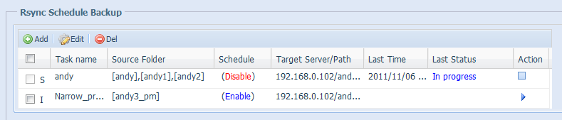 zapasowej) Source Folder (Folder źródłowy) Target Server (Docelowy serwer): Port Destination Path / Sub-folder (Docelowa ścieżka/podfolder) User name and Password (Nazwa i hasło użytkownika) Log