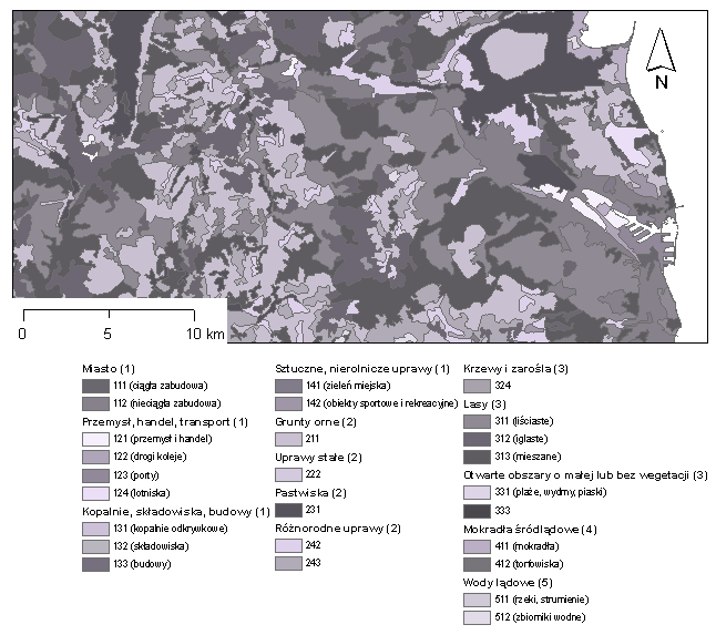 Ramka 3.6 Cyfrowa mapa pokrycia terenu Polski Corine 2000 http://dataservice.eea.europa.eu/dataservice/metadetails.asp?id=950 (10.