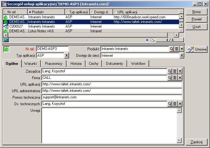 AssetCenter Rysunek 2.1. Ekran usług aplikacyjnych Pozostała część rozdziału przedstawia ekran listy rekordów i ich szczegółów.