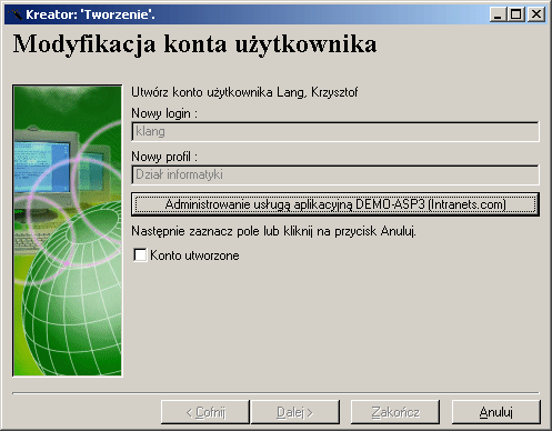 Uwagi Rysunek 3.2. Wybierz menu Narzędzia/ Zadania w toku. Wykonaj właściwe zadanie klikając przycisk Kreator. Pozwoli Ci to na dokonanie w Intranets.