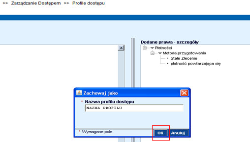 54 Zatwierdź zmianę wciskając OK Krok 2 Autoryzacja profilu dostępu Aby zautoryzować profil dostępu wybierz z zakładki Administrowanie Użytkownikami w menu głównym aplikacji CitiDirect, opcję Profile