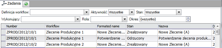 Lista procesów prezentuje wszystkie zadania (taski) jakie zostały wygenerowane w programie w ramach workflow. Lista nie zawiera tasków nie związanych z workflow. Uruchamianie procesu Rys.