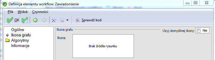 Typ akcji wartość pola jest modyfikowalna tylko dla rekordów które mają zaznaczone pole Inicjujący proces na true.