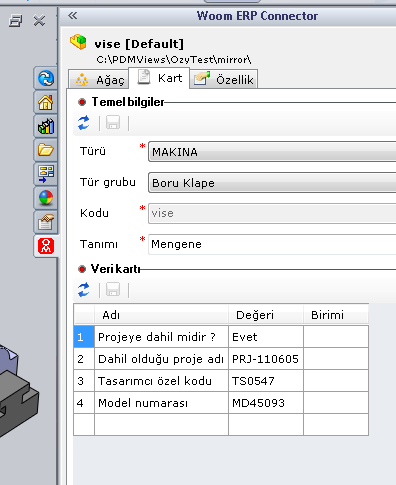 Woom.sw.ERPConnector Moduł Woom może konwertować elementy SolidWorks do kart ERP. ERP Connector pozwala na tworzenie kart danych dla każdego złożenia, części czy elementu ciętego w SolidWorks.