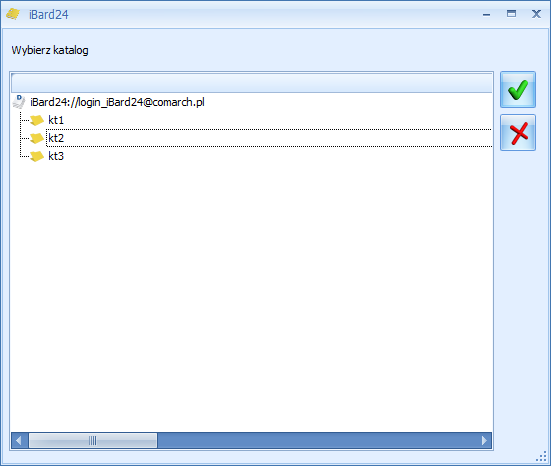W związku z tym, na formularzu katalogu (w menu System/ Konfiguracja/ Firma/ Obieg Dokumentów/ Katalogi dokumentów) dodane zostało nowe pole Folder dla plików na ibard24. Rys.