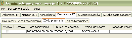 Gdy specjalista ds. zakupów utworzy i potwierdzi zamówienie u dostawcy, pojawia się ono w aplikacji kierownika magazynu w oczekujących dostawach.