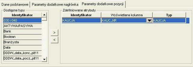 Każdy dokument może zawierać pewne dodatkowe informacje możliwe do wykorzystania jako dane do dekretacji. Przypisanie dodatkowych parametrów odbywa się podczas edycji typu dokumentu.