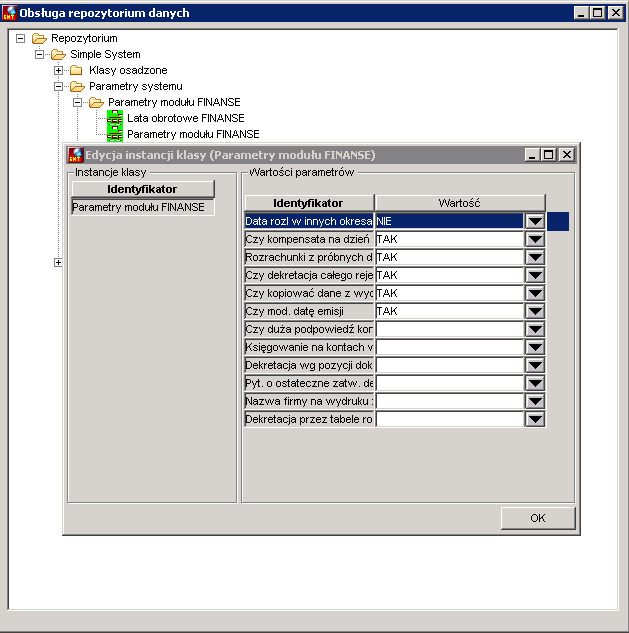 11. Parametry modułu FINANSE i przydatne parametry ikon na pulpicie Data rozl w innych okresach, Czy kompensata na dzień Dla rozliczeń istotne są dwa parametry: