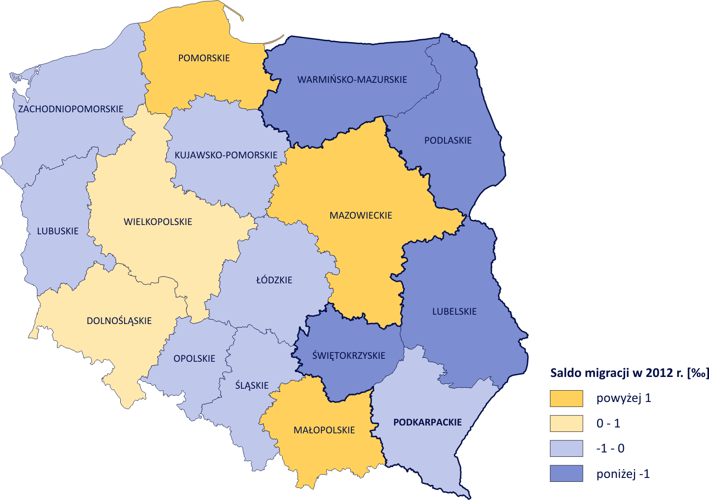 osób. Należy jednak podkreślić, że migracje zagraniczne na pobyt stały regularnie maleją, a liczba emigrantów jest mniejsza niż liczba osób przybywających do województwa.