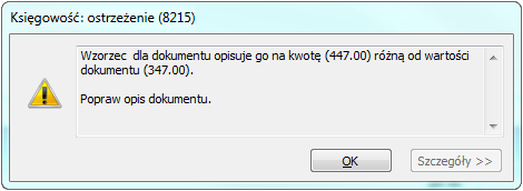 Rysunek 74 Opis analityczny na dokumencie w buforze Dodanie opisu analitycznego na dokument w buforze nie blokuje możliwości modyfikacji tego dokumentu, również takiej, która wpływa na wartość opisu.