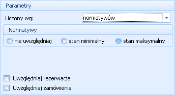 Typ typ zasobu (TP towar prosty, TZ towar złożony). Przyciski dostępne w oknie Raportu braków: Utwórz dokument zamówienia (ZD) Zamówienie u Dostawcy tworzone na podstawie wyliczonego raportu braków.