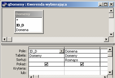 151 Warto jeszcze spojrzeć na okno właściwości tego formularza, istotne właściwości to: Źródło rekordów, Widok domyślny oraz Paski przewijania.