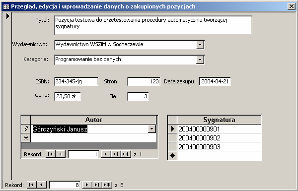 161 Private Sub Form_AfterUpdate() On Error GoTo errhandler Dim rst As New ADODB.Recordset, i As Integer rst.open "SELECT * FROM Sygnatury", _ CurrentProject.